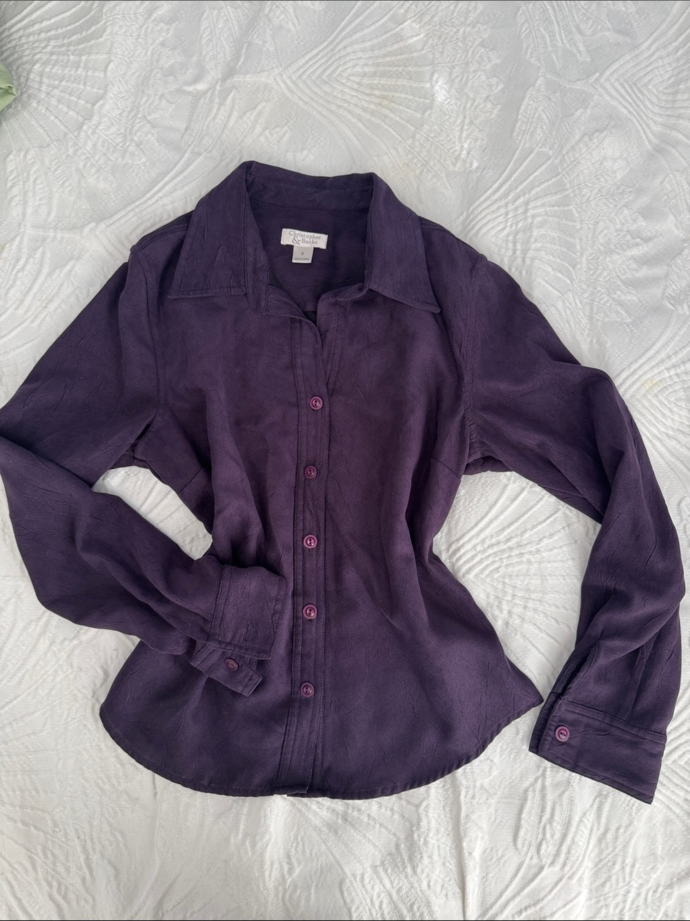 Christopher & Banks Deep Purple Button-Down Shirt